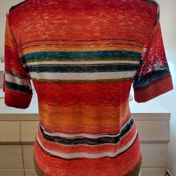 Vintage Peck & Peck XL Striped Scoop Neck Cuffed Sleeve Shirttail Hem USA - Picture 8 of 11